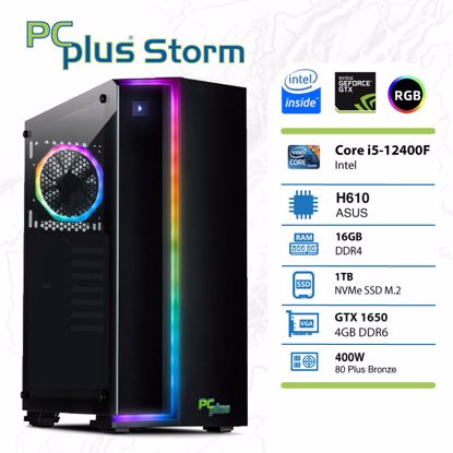 Fotografija izdelka PCPLUS Storm i5-12400F 16GB 1TB NVMe SSD GeForce GTX 1650 OC 4GB RGB gaming namizni računalnik