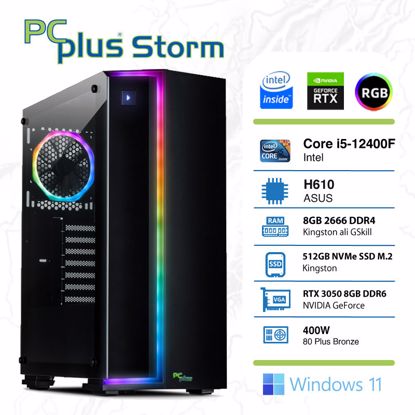 Fotografija izdelka PCPLUS Storm i5-12400F 8GB 512GB NVMe SSD GeForce RTX 3050 8GB GDDR6 Windows 11 RGB gaming