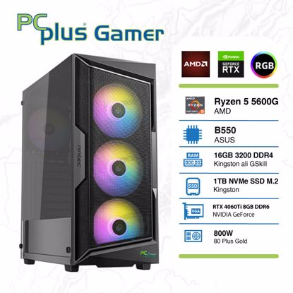 Fotografija izdelka PCPLUS Gamer Ryzen 5 5600G 16GB 1TB NVMe SSD GeForce RTX 4060 Ti 8GB RGB gaming DOS