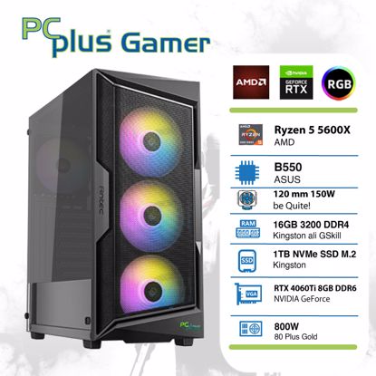 Fotografija izdelka PCPLUS Gamer Ryzen 5 5600X 16GB 1TB NVMe SSD GeForce RTX 4060 Ti 8GB RGB gaming DOS