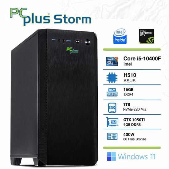 Fotografija izdelka PCPLUS Storm i5-10400F 16GB 1TB NVMe SSD GeForce GTX 1050 Ti 4GB GDDR5 Windows 11 Home gaming