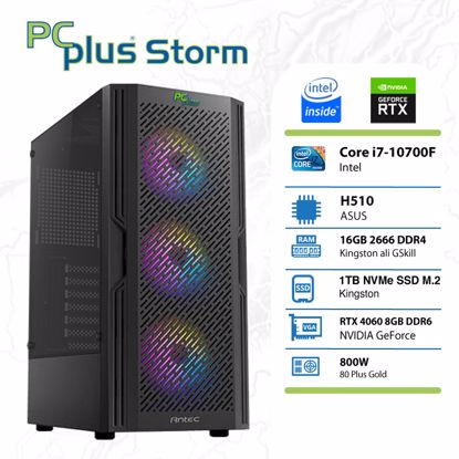 Fotografija izdelka PCPLUS Storm i7-10700F 16GB 1TB NVMe SSD GeForce RTX 4060 DDR6 8GB RGB gaming DOS