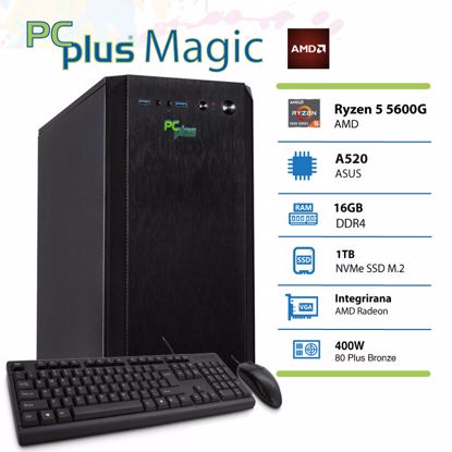 Fotografija izdelka PCPLUS Magic AMD Ryzen 5 5600G 16GB 1TB NVMe SSD miška in tipkovnica DOS