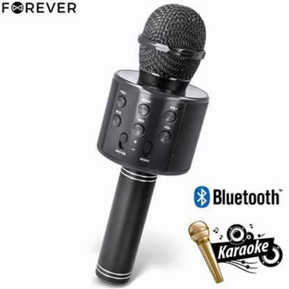 Fotografija izdelka FOREVER BMS-300 Mikrofon & Zvočnik, Bluetooth, USB, microSD, AUX-in, ECHO način, modulacija glasu, KARAOKE, črn