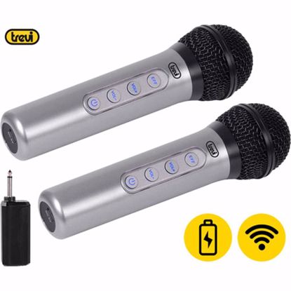 Fotografija izdelka TREVI EM 415R komplet brezžičnih mikrofonov, 2x mikrofon, polnilna baterija, 2.4GHz sprejemnik, domet 15m, Type-C