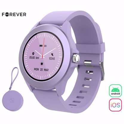 Fotografija izdelka FOREVER Colorum CW-300 pametna ura, 1.22" zaslon, Bluetooth, Android + iOS, baterija, aplikacija, IP68, merjenje aktivnosti, analiza spanca, športni načini, vijolična (xLavenda)