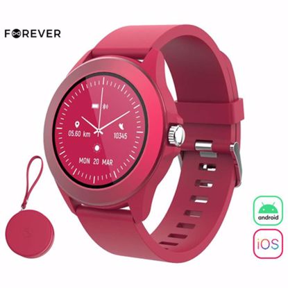 Fotografija izdelka FOREVER Colorum CW-300 pametna ura, 1.22" zaslon, Bluetooth, Android + iOS, baterija, aplikacija, IP68, merjenje aktivnosti, analiza spanca, športni načini, rdeča (xMagenta)