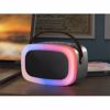 Fotografija izdelka TREVI XR8A01 prenosni KARAOKE zvočnik, Bluetooth, polnilna baterija, USB / microSD / AUX, brezžični mikrofon, RGB LED osvetlitev, bel (Cloud White)
