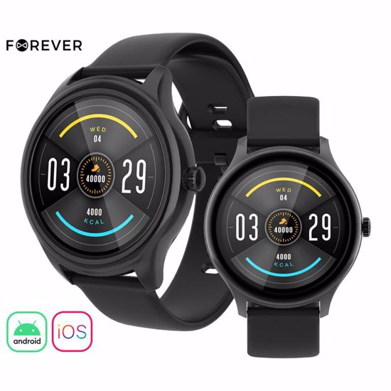 Fotografija izdelka FOREVER ForeVive 3 SB-340 pametna ura, 1.32" zaslon, Bluetooth, Android + iOS, baterija, aplikacija, IP68, merjenje aktivnosti, analiza spanca, športni načini, črna (Carbon Black)