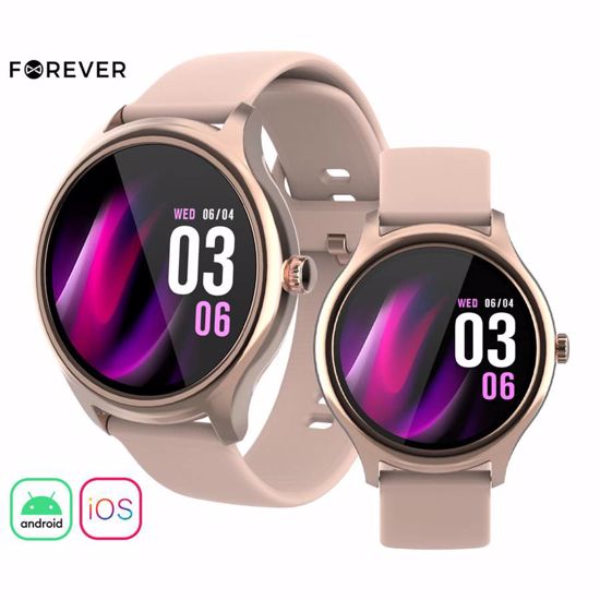 Fotografija izdelka FOREVER ForeVive 3 SB-340 pametna ura, 1.32" zaslon, Bluetooth, Android + iOS, baterija, aplikacija, IP68, merjenje aktivnosti, analiza spanca, športni načini, roza zlata (Rose Gold)