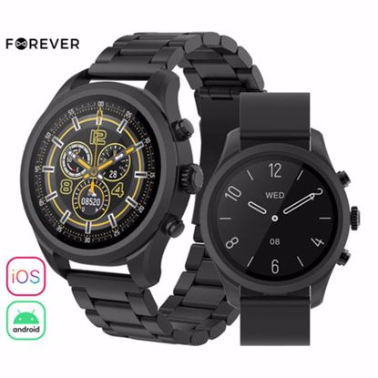 Fotografija izdelka FOREVER Verfi SW-800 pametna ura, 1.3" AMOLED zaslon, Bluetooth, Android + iOS, baterija, aplikacija, IP68, merjenje aktivnosti, analiza spanca, temperatura, športni načini, črna (Carbon Black)