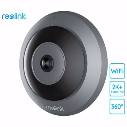 Fotografija izdelka Reolink FE-W IP kamera, 2K+ Super HD, WiFi, 360° Fisheye, IR nočno snemanje, aplikacija, dvosmerna komunikacija, sirena, črno siva