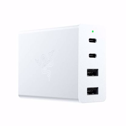 Fotografija izdelka Stenski polnilec Razer 4-port USB-C 130W GaN, 2x USB-C PD 100W, 2x USB-A, bel