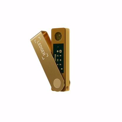 Fotografija izdelka Ledger Nano X, denarnica za Bitcoin in druge kriptovalute, Zlata