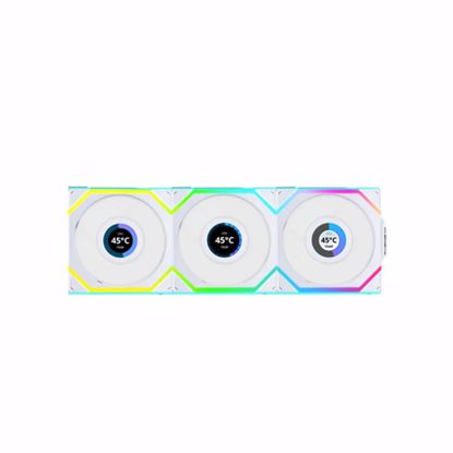 Fotografija izdelka Ventilator za ohišje Lian Li UNI FAN SL Wireless 120 ARGB PWM 120mm, 3 Pack + kontroler, bel