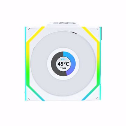 Fotografija izdelka Ventilator za ohišje Lian Li UNI FAN SL Wireless LCD 120 ARGB PWM 120mm, bel