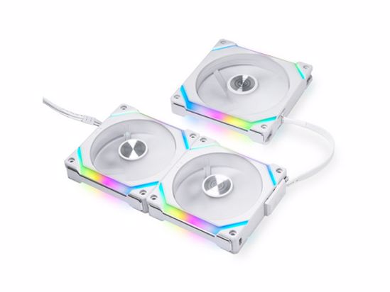 Fotografija izdelka Ventilator za ohišje Lian Li UNI FAN SL120 V2 RGB PWM 120mm, 3 Pack + kontroler, bel