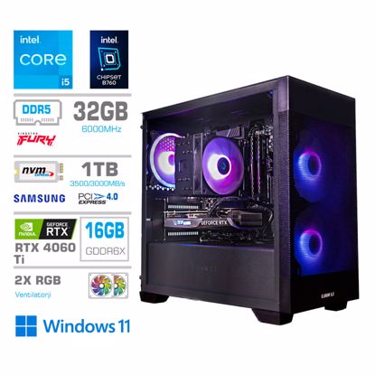 Fotografija izdelka Računalnik MEGA MT S7X GAMER i5-13400F/RTX4060Ti-16GB/32GB-DDR5/1TB/750W/Win11Home/črna RGB