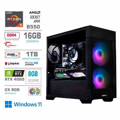 Fotografija izdelka Računalnik MEGA MT S7X R5-5600G/RTX4060/16GB/1TB-4.0/750W/Win11Home/črna RGB