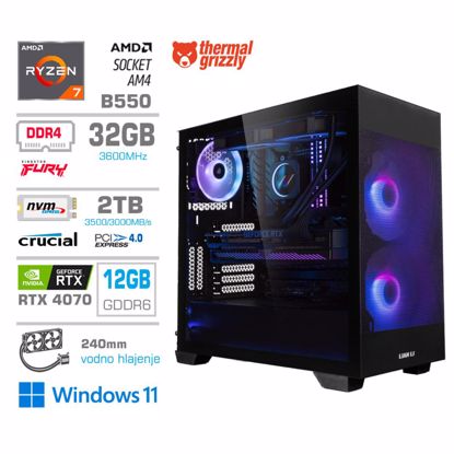 Fotografija izdelka Računalnik MEGA MT S7X R7-5800X/RTX4070/32GB/2TB-4.0/750W/Win11Home/črna RGB