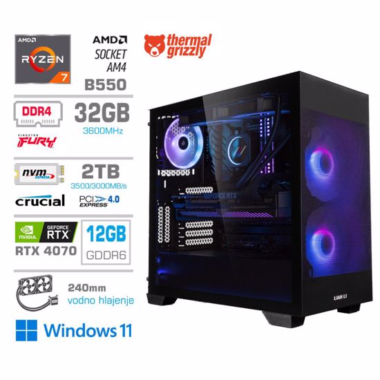 Fotografija izdelka Računalnik MEGA MT S7X R7-5800X/RTX4070/32GB/2TB-4.0/750W/Win11Home/črna RGB