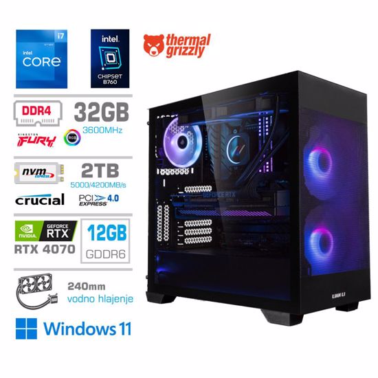 Fotografija izdelka Računalnik MEGA MT S7X GAMER i7-12700K/RTX4070/32GB/2TB-4.0/750W/Win11Home/črna RGB