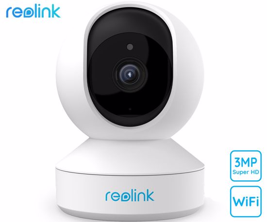 Fotografija izdelka Reolink E320 IP kamera, 3MP Super HD, WiFi, vrtenje in nagibanje, IR nočno snemanje, aplikacija, dvosmerna komunikacija, pametni alarm, bela