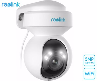 Fotografija izdelka Reolink E540 IP kamera, 5MP Super HD, WiFi, vrtenje in nagibanje, IR nočno snemanje, LED reflektorji, 3x ZOOM, aplikacija, vodoodporna, dvosmerna komunikacija, bela