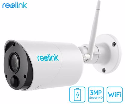 Fotografija izdelka Reolink ARGUS B320 IP kamera, 3MP Super HD, WiFi, baterija, nočno snemanje, IR LED diode, vodoodporna, aplikacija, dvosmerna komunikacija, bela