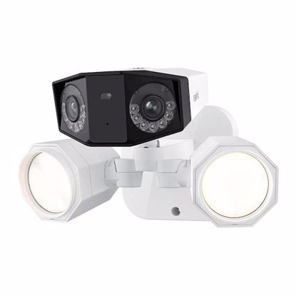 Fotografija izdelka Reolink FLOODLIGHT F750P IP kamera, 4K 8MP Ultra HD, PoE, 180° snemalni kot, dva objektiva, barvno nočno snemanje, LED reflektorji, aplikacija, IP66 vodoodpornost, dvosmerna komunikacija, bela