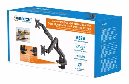 Fotografija izdelka Namizni nosilec za 2 monitorja 17''-32'' MANHATTAN, 9kg, tro sklepni, docking station, črne barve