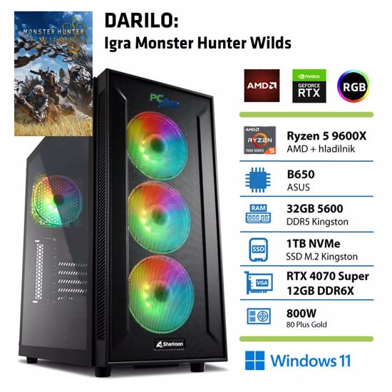 Fotografija izdelka PCPLUS Gamer Ryzen 5 9600X 32GB 2TB NVMe SSD RTX 4070 Super 12GB Windows 11 Home gaming namizni računalnik