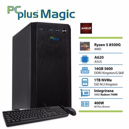 Fotografija izdelka PCPLUS Magic Ryzen 5 8500G 16GB 1TB NVMe SSD tipkovnica miška namizni računalnik