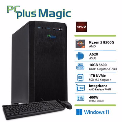 Fotografija izdelka PCPLUS Magic Ryzen 5 8500G 16GB 1TB NVMe SSD Windows 11 Home tipkovnica miška namizni računalnik