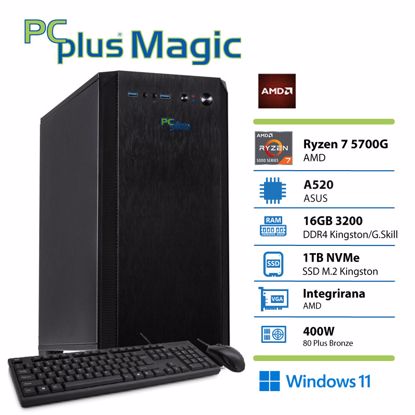 Fotografija izdelka PCPLUS Magic Ryzen 7 5700G 16GB 1TB Windows 11 Home tipkovnica miška namizni računalnik