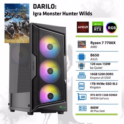 Fotografija izdelka PCPLUS Gamer Ryzen 7 7700X 16GB 1TB M.2 NVMe SSD GeForce RTX 4070 12GB Windows 11 Home gaming namizni računalnik
