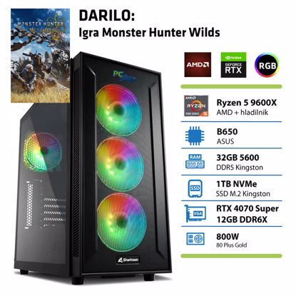 Fotografija izdelka PCPLUS Gamer Ryzen 5 9600X 32GB 2TB NVMe SSD RTX 4070 Super 12GB gaming namizni računalnik