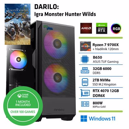Fotografija izdelka PCPLUS Gamer Ryzen 7 9700X 32GB 2TB SSD RTX 4070 Super 12GB Windows 11 Home + Xbox GP gaming namizni računalnik + Darilo: Monster Hunter Wilds