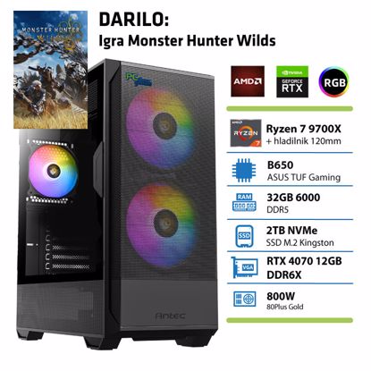 Fotografija izdelka PCPLUS Gamer Ryzen 7 9700X 32GB 2TB SSD RTX 4070 Super 12GB gaming namizni računalnik + Darilo: Monster Hunter Wilds