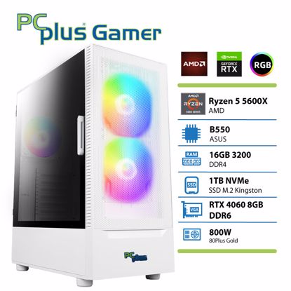 Fotografija izdelka PCPLUS Gamer Ryzen 5 5600X 16GB 1TB RTX 4060 8GB bel gaming namizni računalnik