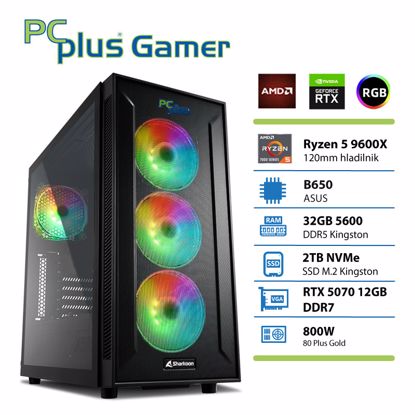 Fotografija izdelka PCPLUS Gamer Ryzen 5 9600X 32GB 2TB SSD RTX 5070 12GB gaming DOS