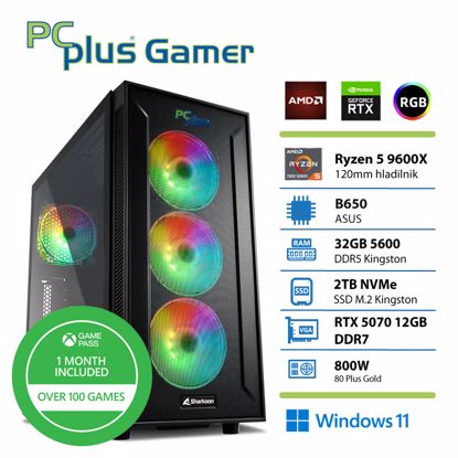 Fotografija izdelka PCPLUS Gamer Ryzen 5 9600X 32GB 2TB SSD RTX 5070 12GB Windows 11 Home + Xbox GP gaming