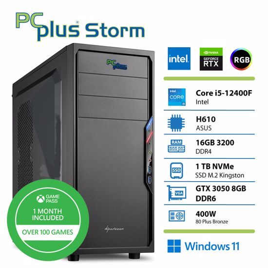 Fotografija izdelka PCPLUS Storm i5-12400F 16GB 1TB SSD RTX 3050 8GB Windows 11 Home + Xbox GP gaming