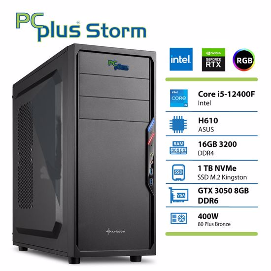Fotografija izdelka PCPLUS Storm i5-12400F 16GB 1TB NVMe SSD GeForce RTX 3050 8GB gaming DOS