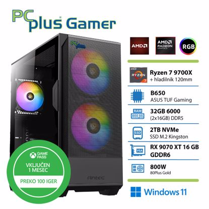 Fotografija izdelka PCPLUS Gamer Ryzen 7 9700X 32GB 2TB SSD RX 9070XT 16GB Windows 11 Home + Xbox GP gaming