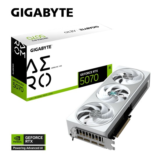 Fotografija izdelka Grafična kartica GIGABYTE GeForce RTX 5070 AERO OC 12G, 12GB GDDR7, PCI-E 5.0