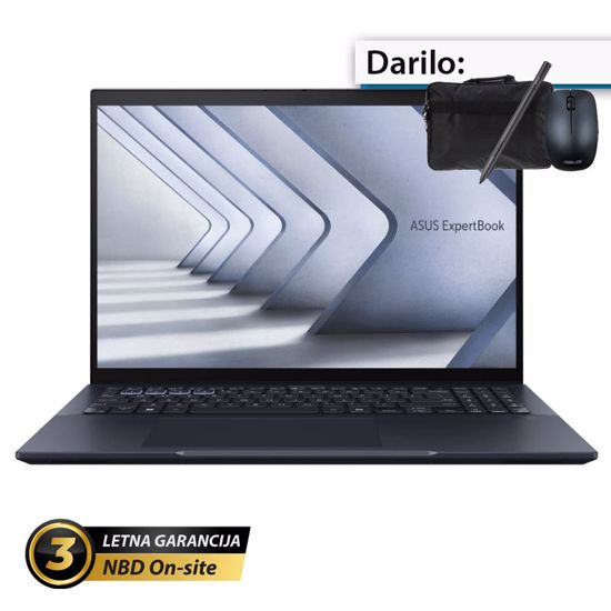Fotografija izdelka ASUS ExpertBook B5 14" (35,56cm) na dotik WUXGA Core 7 150U 16GB 1TB Windows 11 Pro torbica, pisalo