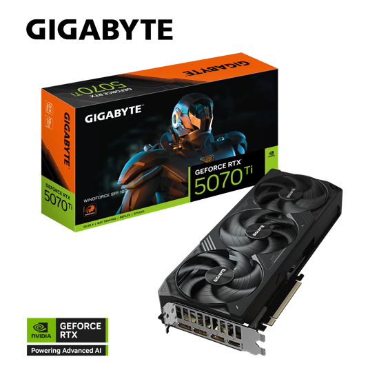 Fotografija izdelka Grafična kartica GIGABYTE GeForce RTX 5070 Ti WINDFORCE SFF 16G, 16GB GDDR7, PCI-E 5.0
