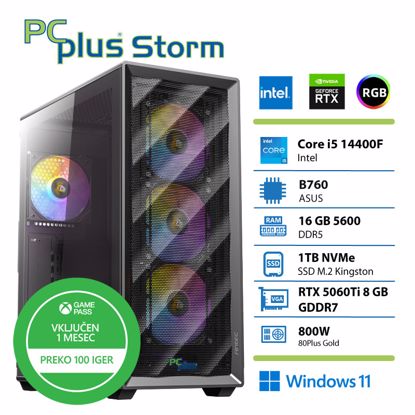 Fotografija izdelka PCPLUS Storm Core i5-14400F 16GB 1TB SSD RTX 5060Ti 8GB Windows 11 Home + Xbox GP gaming