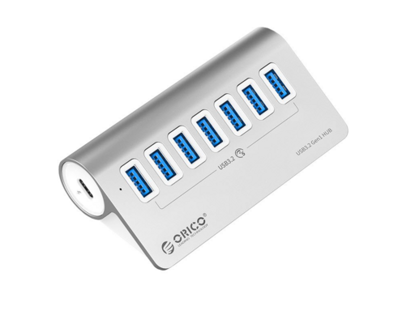 Fotografija izdelka USB-C hub s 7 vhodi, 7x USB-A 3.2 Gen1, ALU, ORICO M3U7-10